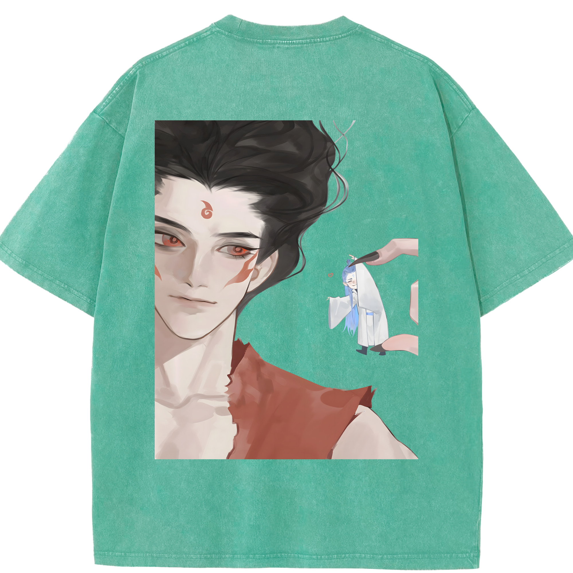 （画像用） Ne Zha 2 ナタ 魔童の大暴れ 綿100% ヴィンテージ風 半袖Tシャツ（背面プリント）
